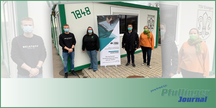 Eninger Fußball – Container als Corona-Abstrichstelle